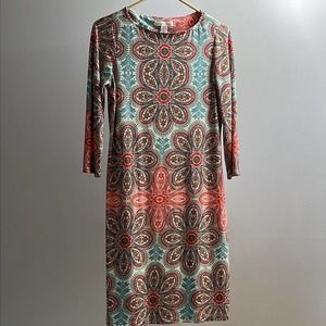 LONDON TIMES Paisley Stretch MIDI Dress Size 6